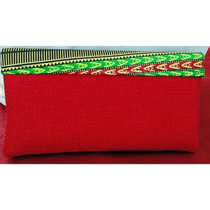 Handmade fold over red green multicolor Clutch Bag