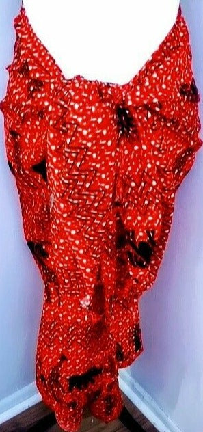 African Beach sarong Kanga Leso Scaff Cotton  Red Animal print multicolored