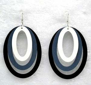 Wooden multicolored Dangle Hoop Earrings