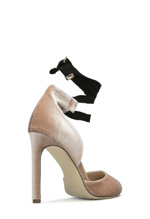 New Velvet Bordeaux Round strap shoes heels Size 8