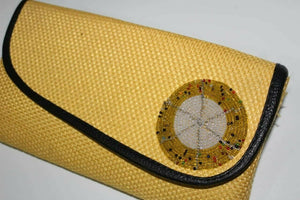 African maasai handmade fabric fold over bead  Beige clutch Handbag