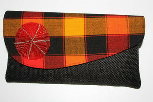Handmade Authentic Africa Kenya Maasai fold over  maasai cloth Clutch Bag