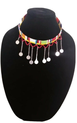 Maasai choker ethnic Beaded Necklace pendant choker multicolored New 002
