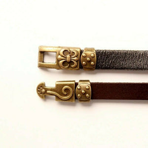 Sun Leather Wrist Band Brown Bracelet Bangle 8.5 inch