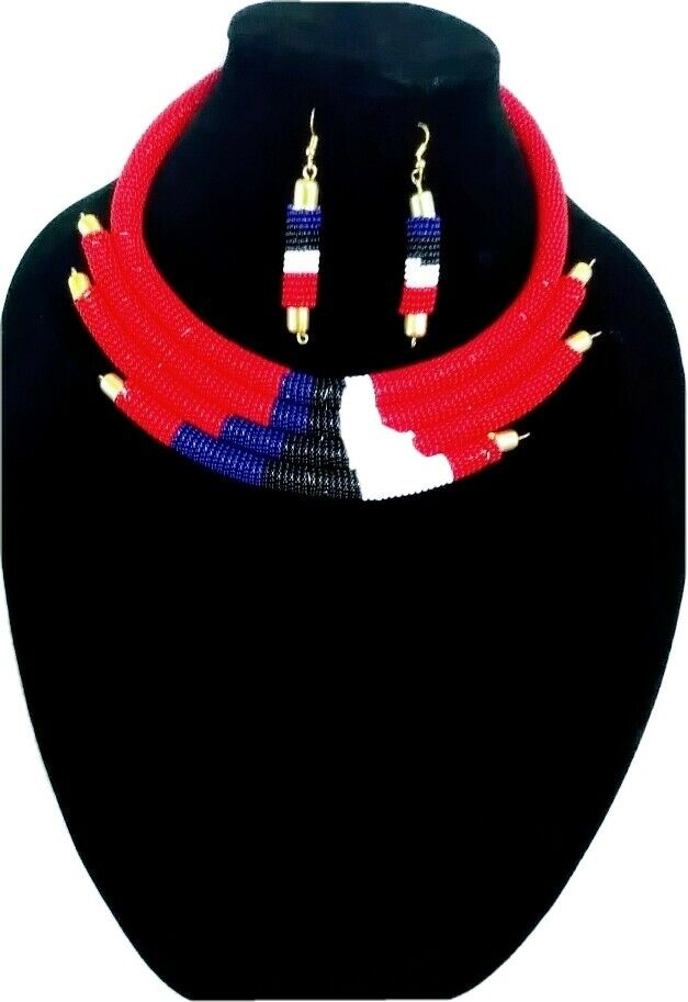 Karibu Handmade Beaded Necklace Red Multi
