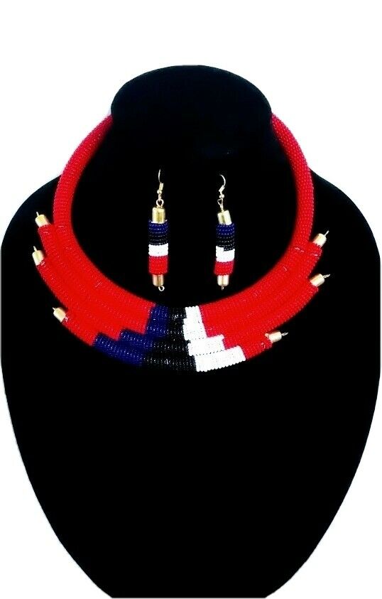 Karibu Handmade Beaded Necklace Red Multi