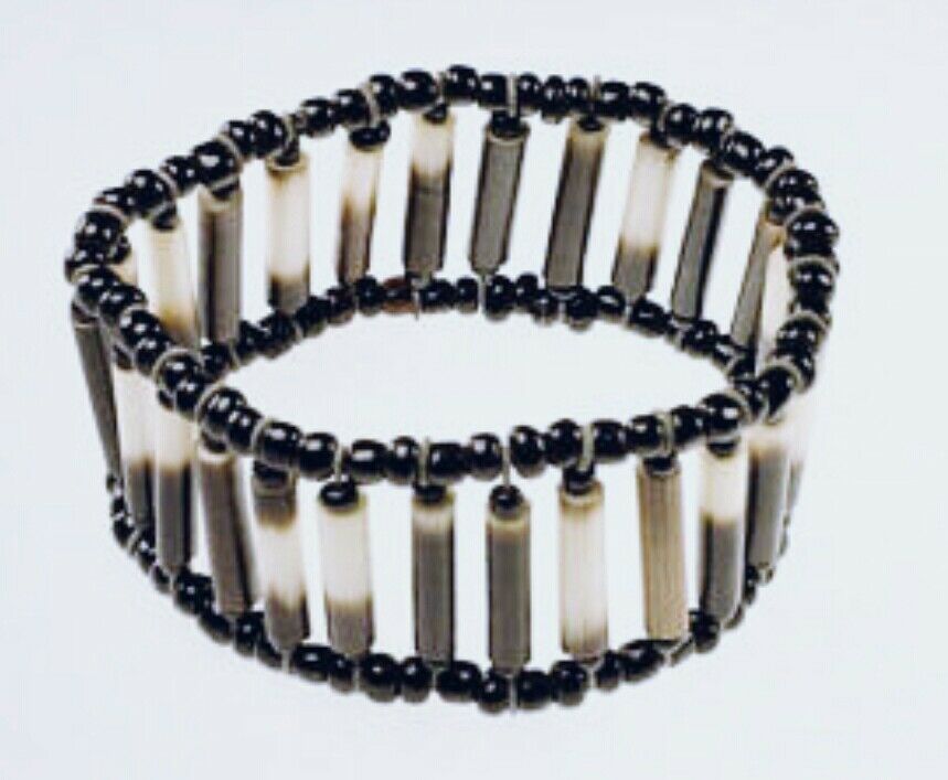 African Handmade Porcupine quill choker dark brown/cream  Necklace bracelet set