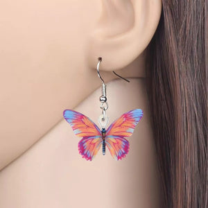 Butterfly acrylic small hook multicolored earrings
