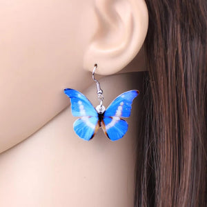 Butterfly acrylic small hook multicolored earrings
