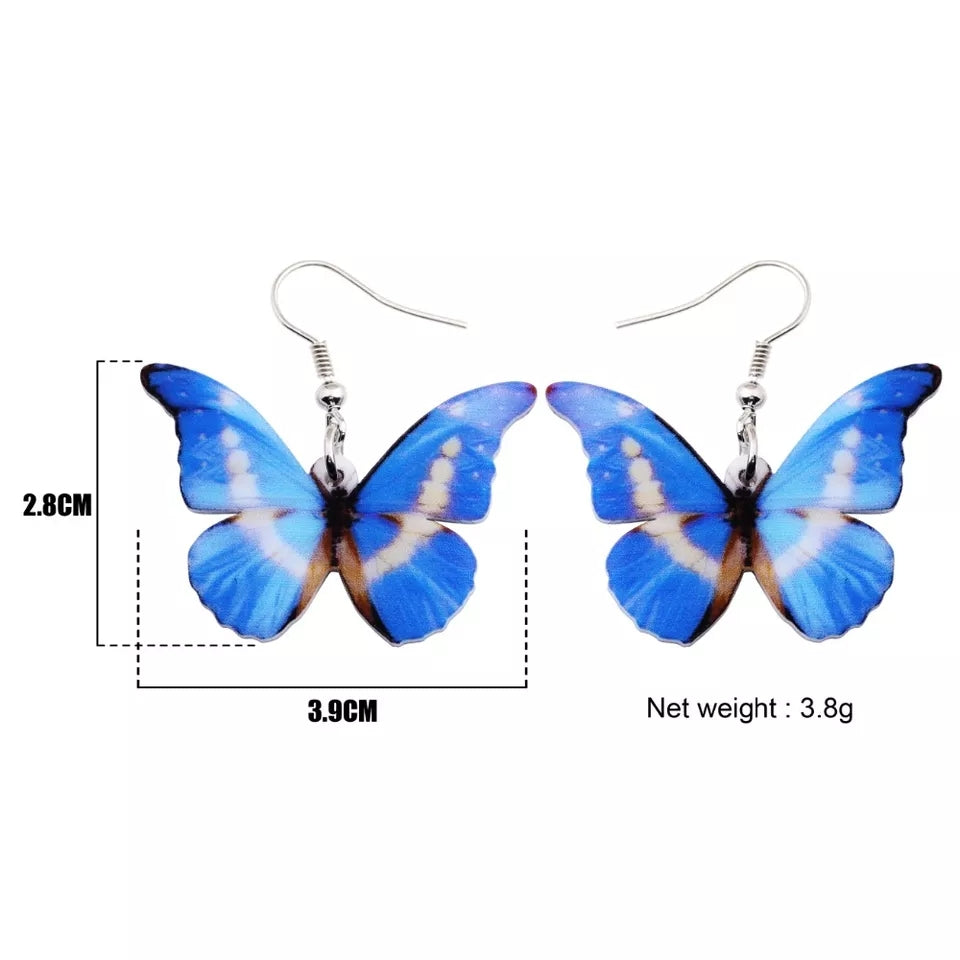 Butterfly acrylic small hook multicolored earrings
