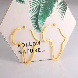 Gold Color Stainless Steel African map Earrings