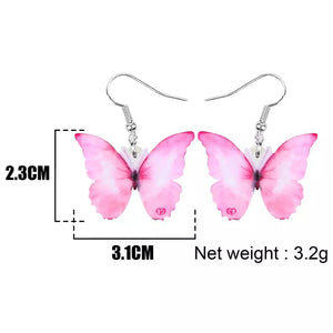 Butterfly acrylic small hook multicolored earrings