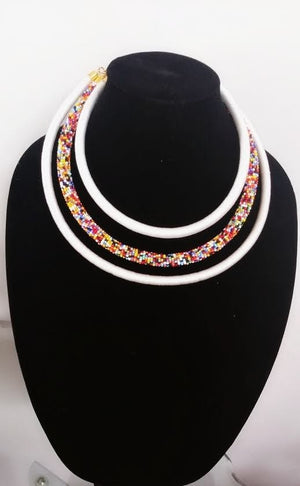 Urembo Triple Layer Necklace Set Pink Multicolored