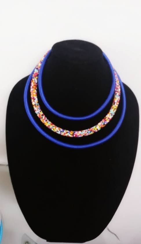 Urembo Triple Layer Necklace Set Pink Multicolored