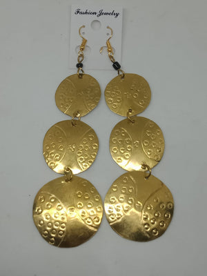 Jema hammered metal brass Gold dangle Earrings