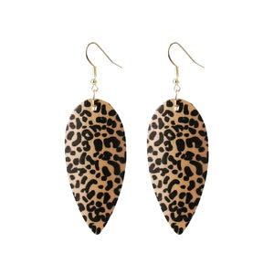 Leopard wooden dangle earrings