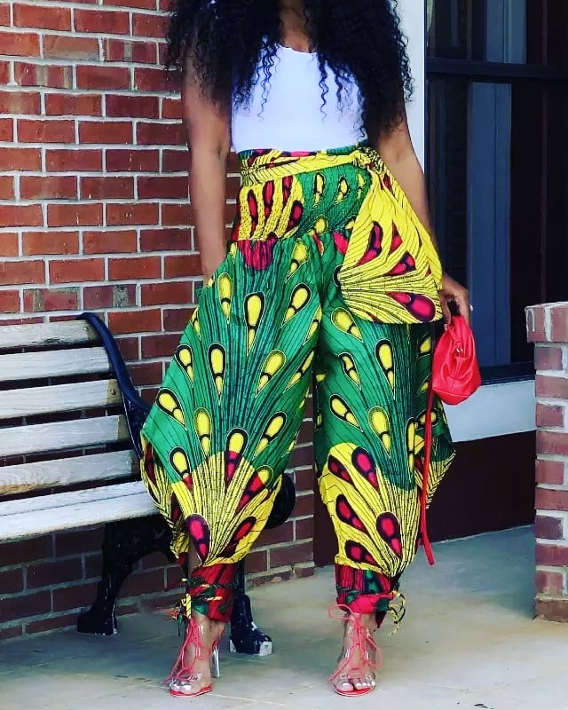 African dashiki high waist harlem pants