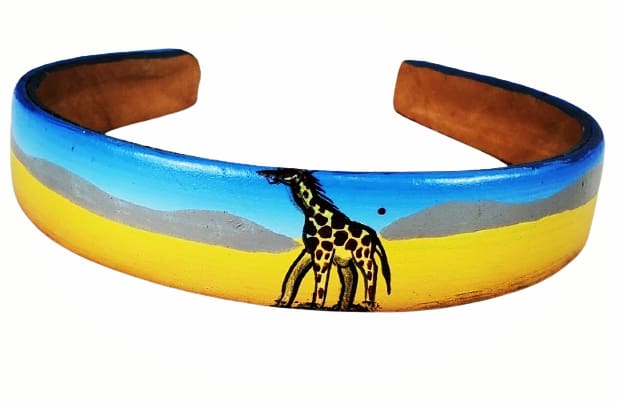 Handpainted leather headband