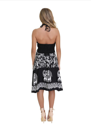 Elephant print halter sundress dress