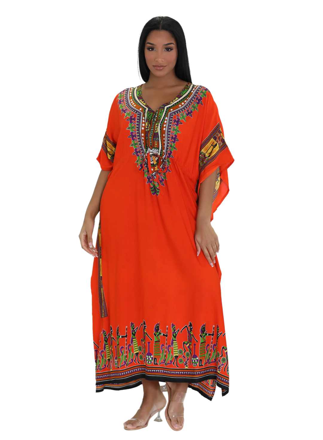 Cotton Dashiki print drawstring Kaftan