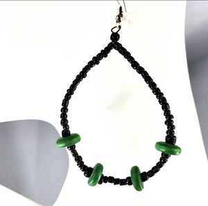 Halima handmade wood bead dangle earrings