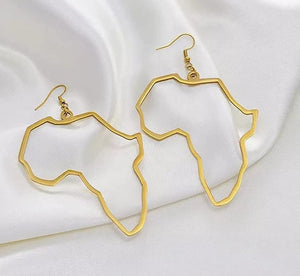 Zawadi Gold Color African map dangle Earrings