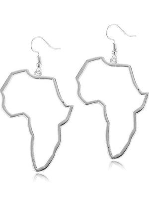 Zawadi Silver Color African map dangle Earrings