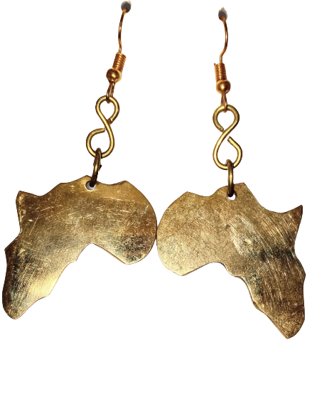 African Map brass Gold Color dangle Earrings
