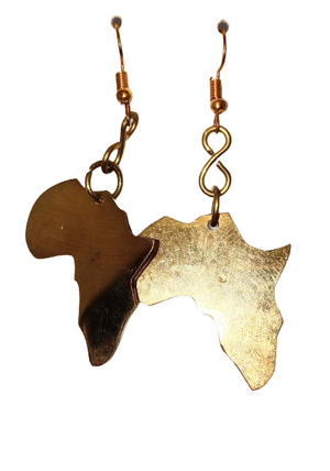African Map brass Gold Color dangle Earrings