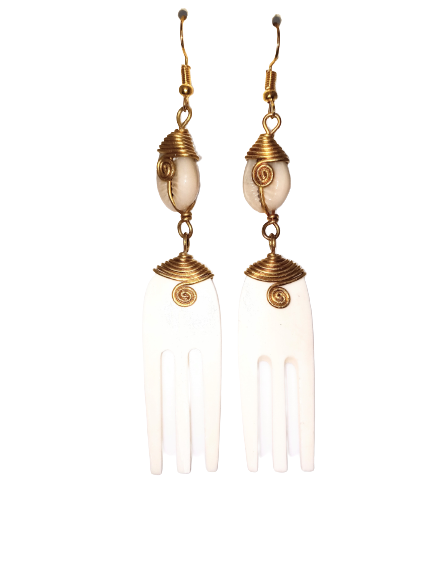 Jiko Handmade brass comb dangle earrings