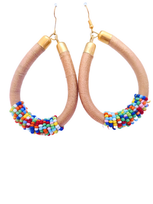 Hawa thread bead handmade dangle hook Earrings