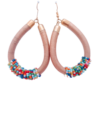 Hawa thread bead handmade dangle hook Earrings
