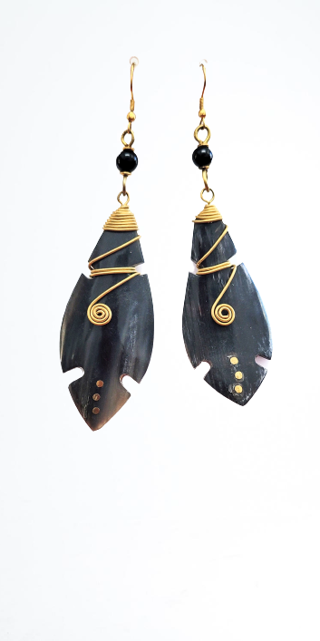 Tshala handmade dangle earrings-Black
