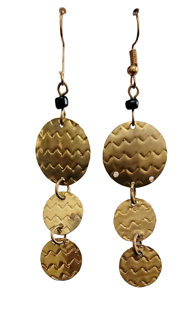 Hammered metal brass Gold dangle Earrings