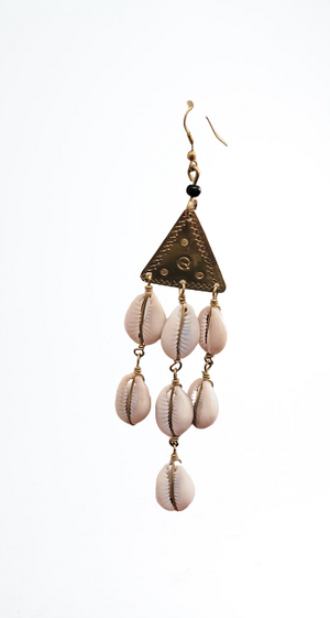 Mpenzi brass cowrie shell  handmade dangle earrings