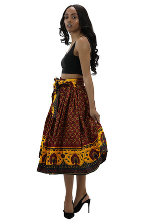 Mid length Dashiki wax print multicolored skirt