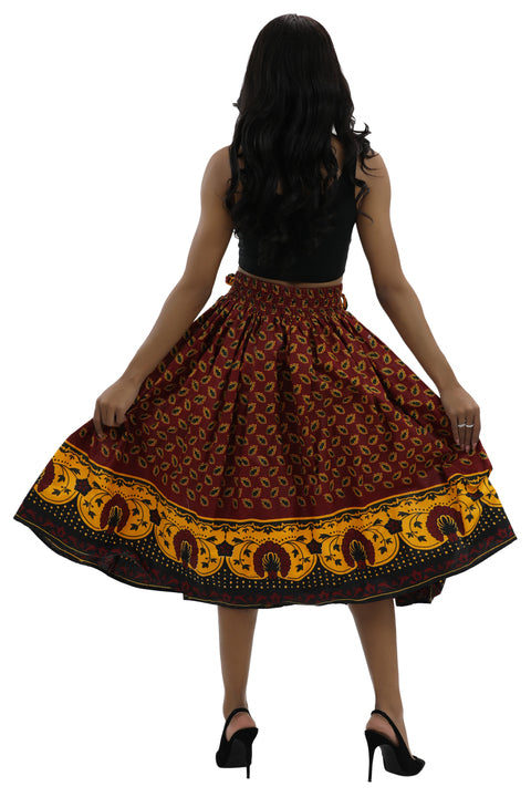 Mid length Dashiki wax print multicolored skirt