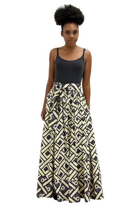 Dashiki print maxi cotton skirt one size upto 2x