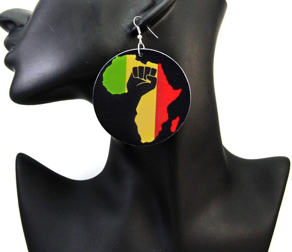 Power Fist wooden dangle Earrings