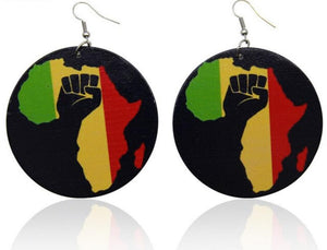 Power Fist wooden dangle Earrings